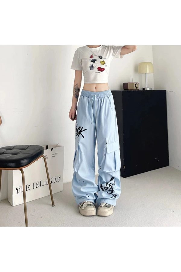 Trendy Graffiti Street Cargo Pants for Y2K and 90s Fashion Lovers