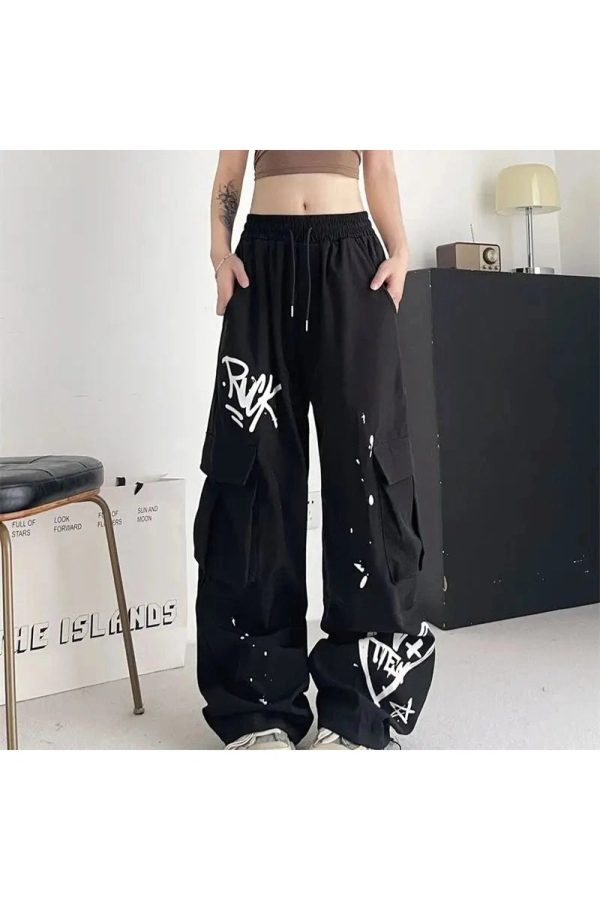 Trendy Graffiti Street Cargo Pants for Y2K and 90s Fashion Lovers