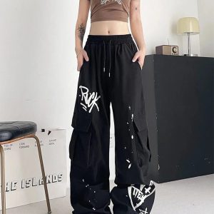 Trendy Graffiti Street Cargo Pants for Y2K and 90s Fashion Lovers