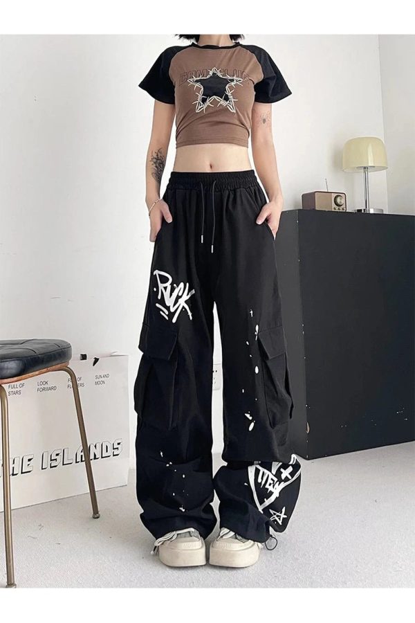 Trendy Graffiti Street Cargo Pants for Y2K and 90s Fashion Lovers