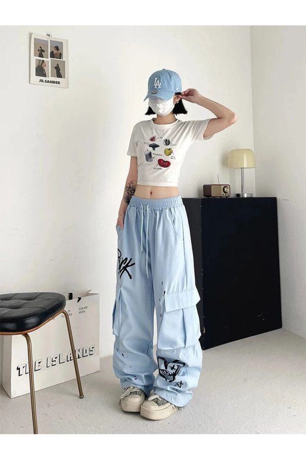 Trendy Graffiti Street Cargo Pants for Y2K and 90s Fashion Lovers