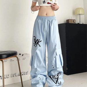 Trendy Graffiti Street Cargo Pants for Y2K and 90s Fashion Lovers