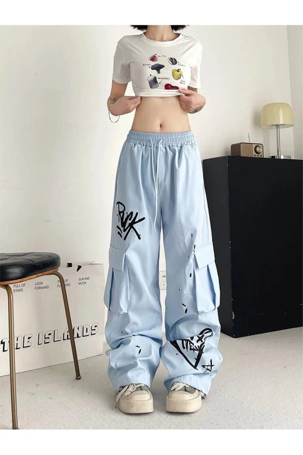 Trendy Graffiti Street Cargo Pants for Y2K and 90s Fashion Lovers