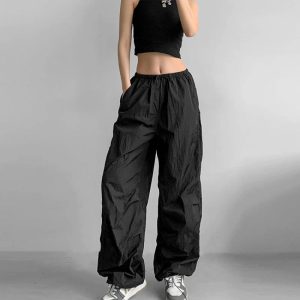 Trendy Lilac Baggy Parachute Pants for Y2K and 90s Fashion Lovers