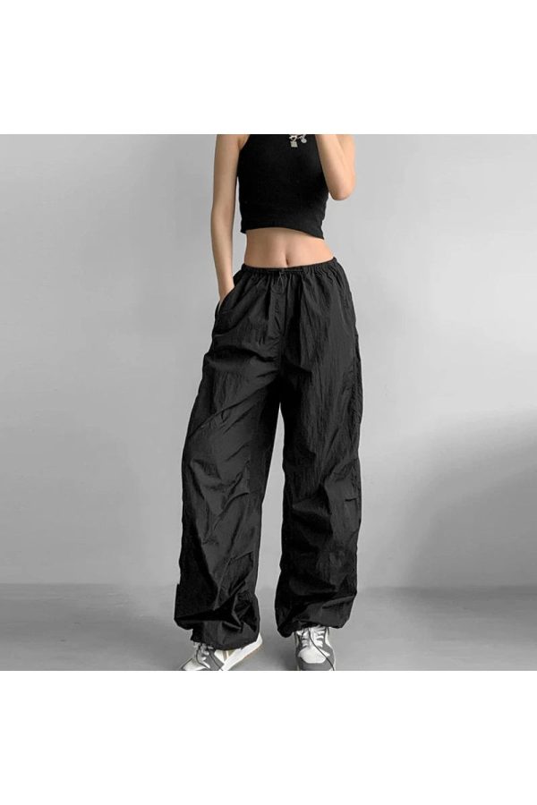 Trendy Lilac Baggy Parachute Pants for Y2K and 90s Fashion Lovers