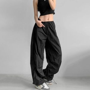 Trendy Lilac Baggy Parachute Pants for Y2K and 90s Fashion Lovers