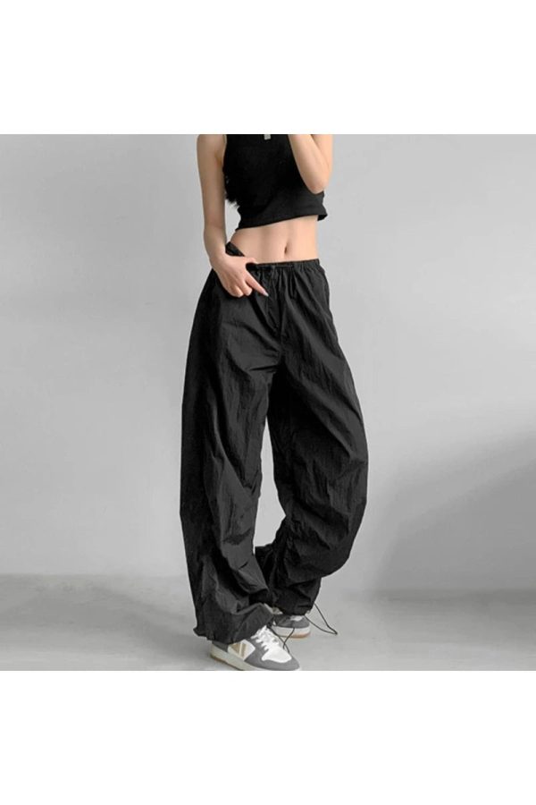 Trendy Lilac Baggy Parachute Pants for Y2K and 90s Fashion Lovers