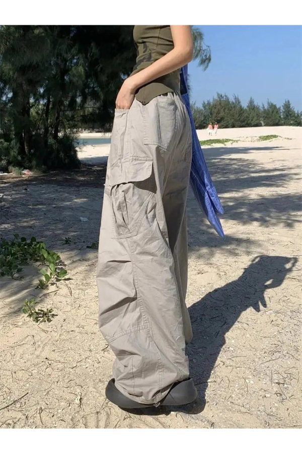 Trendy Oversized Cargo Parachute Pants for Y2K and Grunge Aesthetic