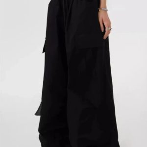 Trendy Oversized Cargo Parachute Pants for Y2K and Grunge Aesthetic