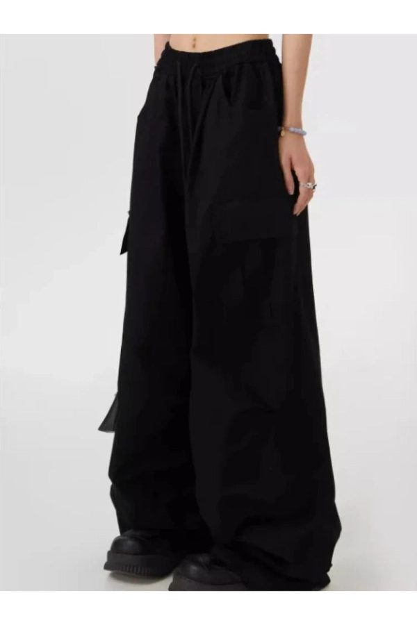 Trendy Oversized Cargo Parachute Pants for Y2K and Grunge Aesthetic