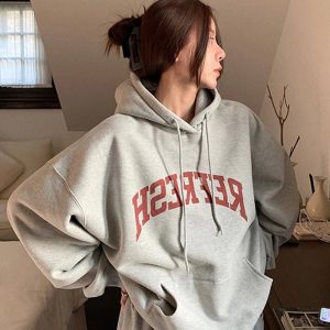 Trendy Oversized Maroon Graphic Hoodie for Y2K and 90s Fashion Lovers