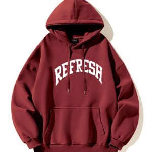 Trendy Oversized Maroon Graphic Hoodie for Y2K and 90s Fashion Lovers