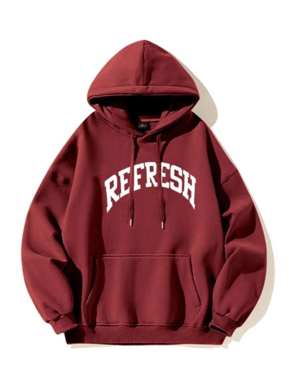 Trendy Oversized Maroon Graphic Hoodie for Y2K and 90s Fashion Lovers