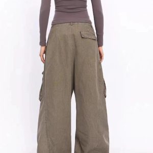 Trendy Oversized Utility Cargo Pants for Y2K and 90s Fashion Lovers