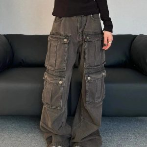 Trendy Oversized Utility Cargo Pants for Y2K and 90s Fashion Lovers