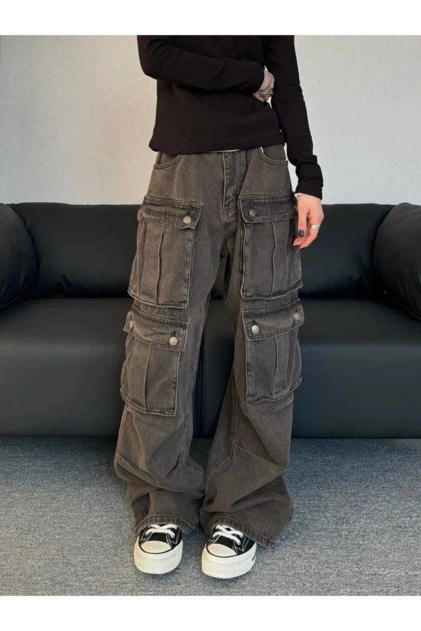 Trendy Oversized Utility Cargo Pants for Y2K and 90s Fashion Lovers