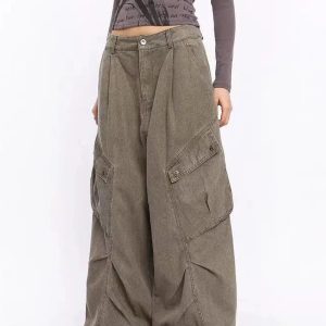 Trendy Oversized Utility Cargo Pants for Y2K and 90s Fashion Lovers