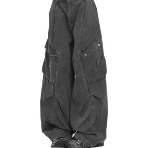 Trendy Oversized Utility Cargo Pants for Y2K and 90s Fashion Lovers