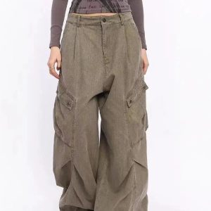 Trendy Oversized Utility Cargo Pants for Y2K and 90s Fashion Lovers