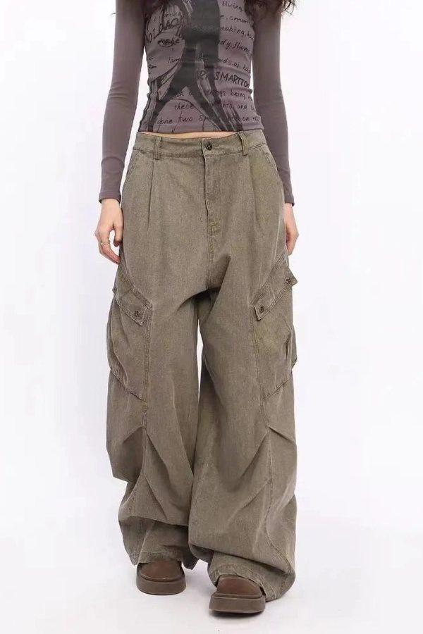 Trendy Oversized Utility Cargo Pants for Y2K and 90s Fashion Lovers