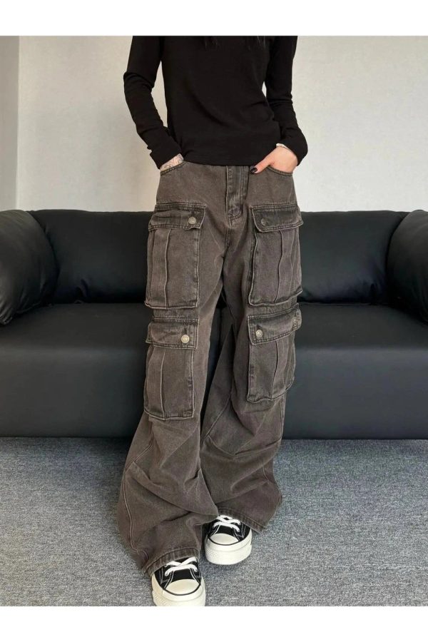 Trendy Oversized Utility Cargo Pants for Y2K and 90s Fashion Lovers