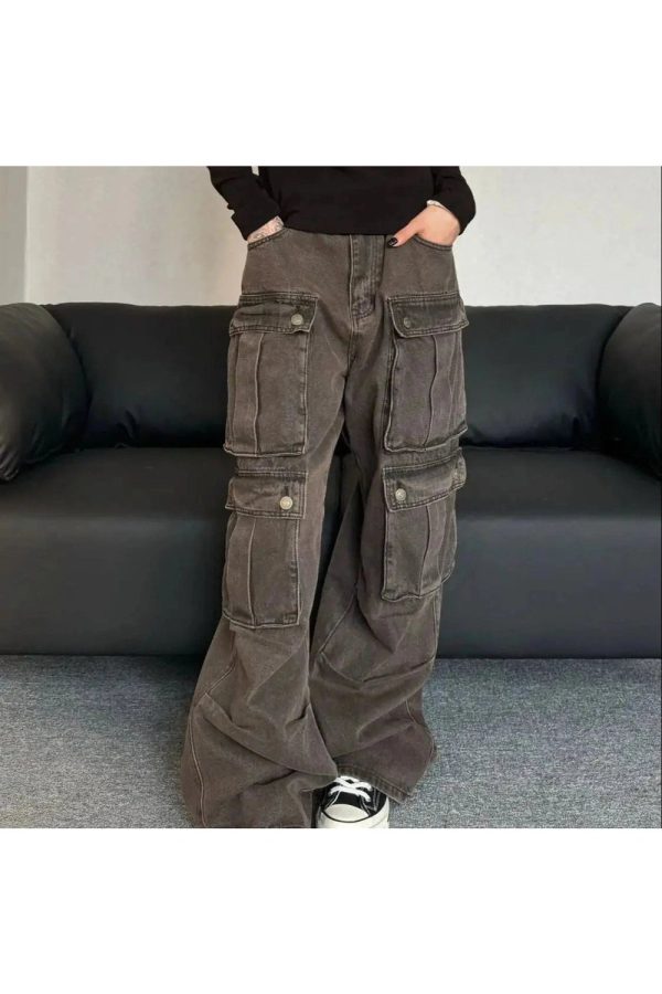 Trendy Oversized Utility Cargo Pants for Y2K and 90s Fashion Lovers