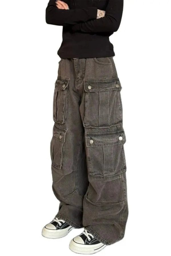 Trendy Oversized Utility Cargo Pants for Y2K and 90s Fashion Lovers