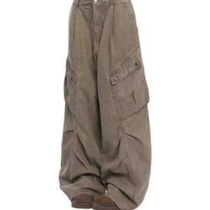 Trendy Oversized Utility Cargo Pants for Y2K and 90s Fashion Lovers