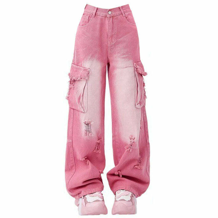 Trendy Pink Cargo Pants: Y2K Fashion Meets Grunge Aesthetic Style