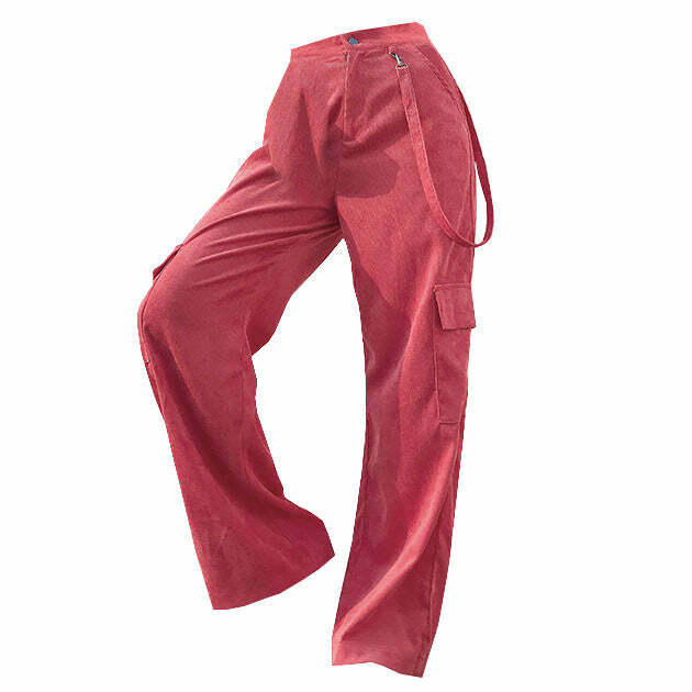 Trendy Pink Cord Cargo Pants for Y2K Fashion and Summer Outfits