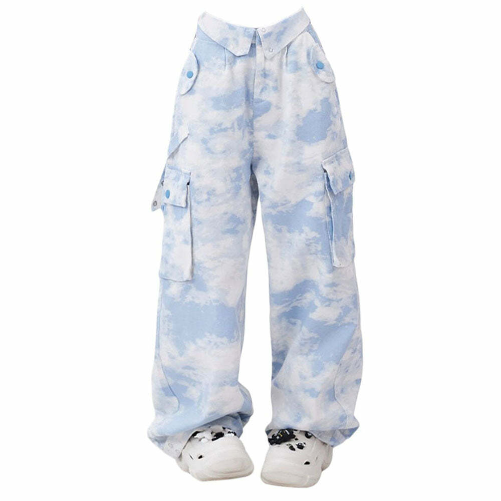 Trendy Sky Blue Cargo Pants for Y2K Fashion and Summer Outfits