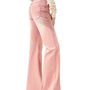 Trendy Starry Pink Distressed Baggy Jeans for Y2K Fashion Lovers