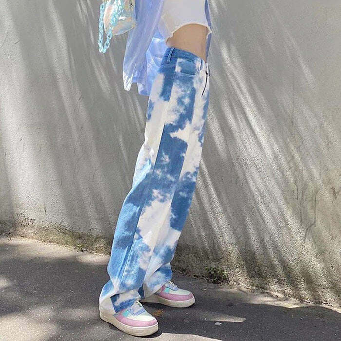 Trendy Tie Dye Wide Leg Pants for Y2K Summer Outfits and Grunge Style