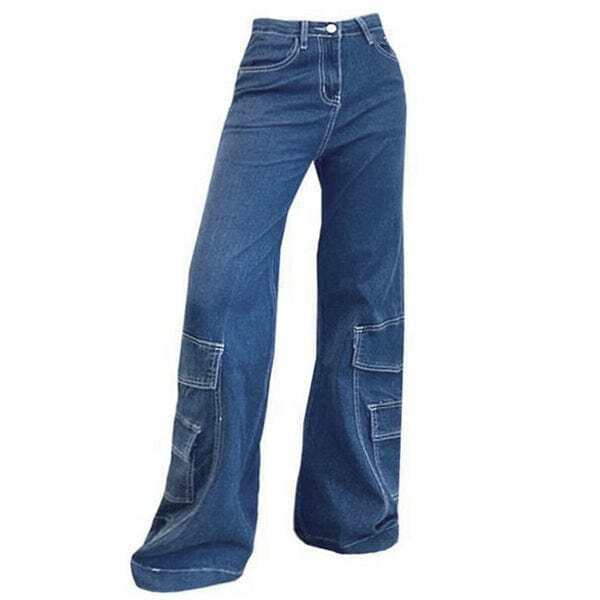 Trendy Y2K Baggy Pocket Mom Jeans for Effortless Summer Style