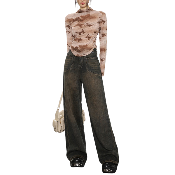 Trendy Y2K Brown Baggy Jeans for Effortless Summer Outfits