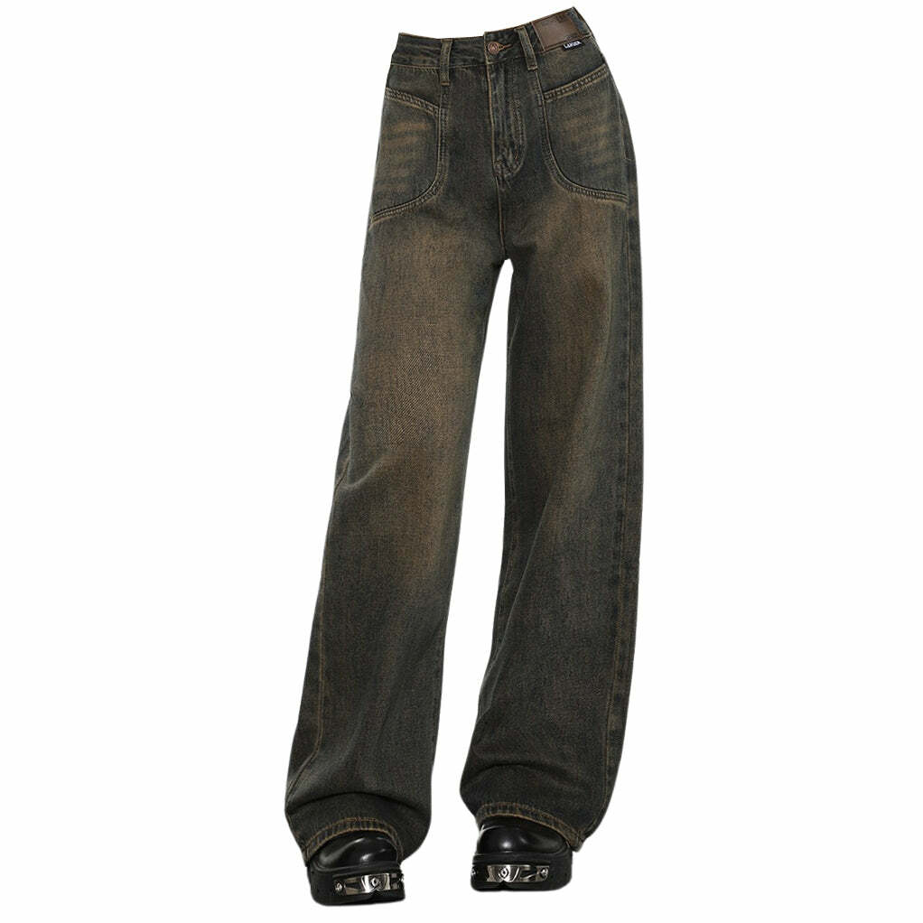 Trendy Y2K Brown Baggy Jeans for Effortless Summer Outfits