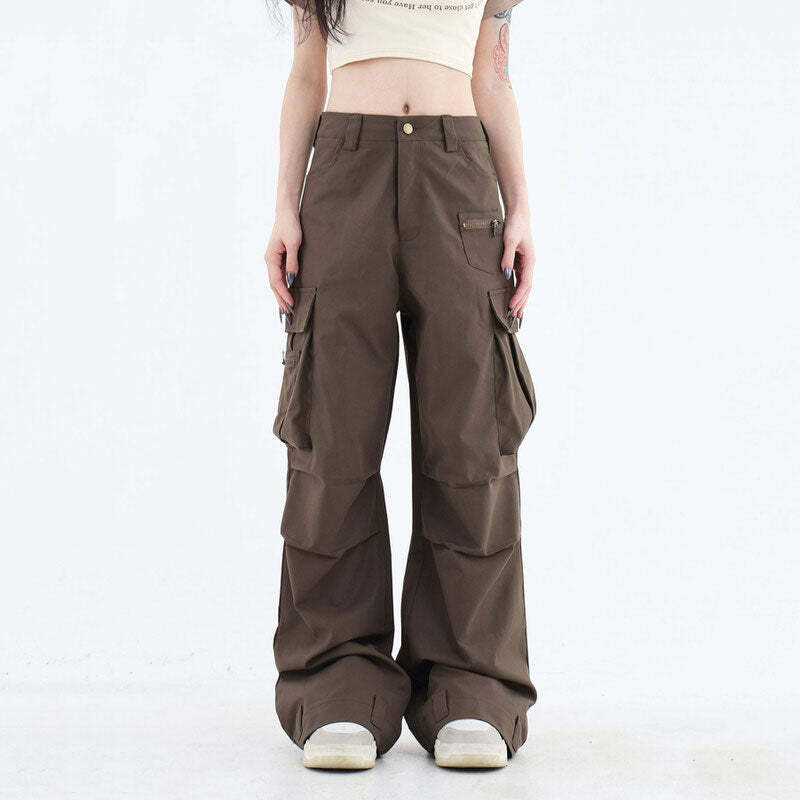 Trendy Y2K Brown Cargo Pants for Effortless Summer Outfits