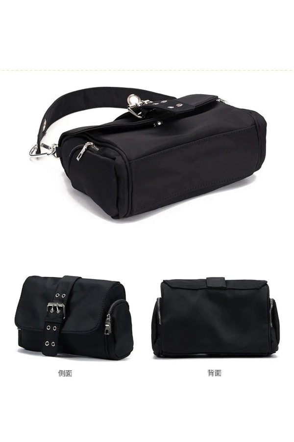 Trendy Y2K Buckled Utility Shoulder Bag for Chic Summer Outfits