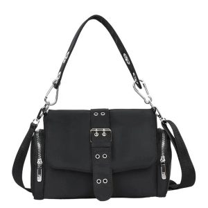 Trendy Y2K Buckled Utility Shoulder Bag for Chic Summer Outfits