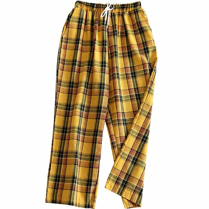 Trendy Y2K Casual Plaid Pants for Effortless Grunge Aesthetic Outfits