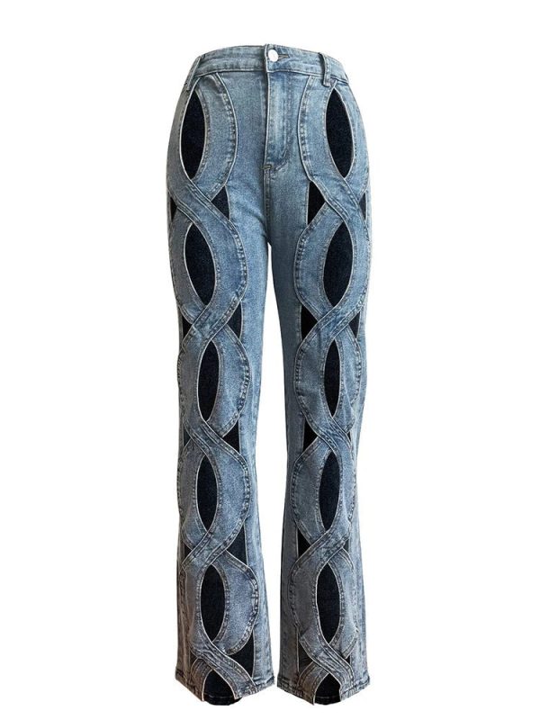 Trendy Y2K Cutout Denim Pants for Grunge and 90s Fashion Lovers