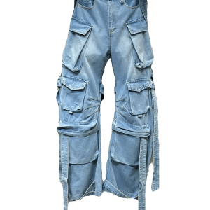 Trendy Y2K Heavy Duty Denim Cargo Pants for Stylish Summer Outfits