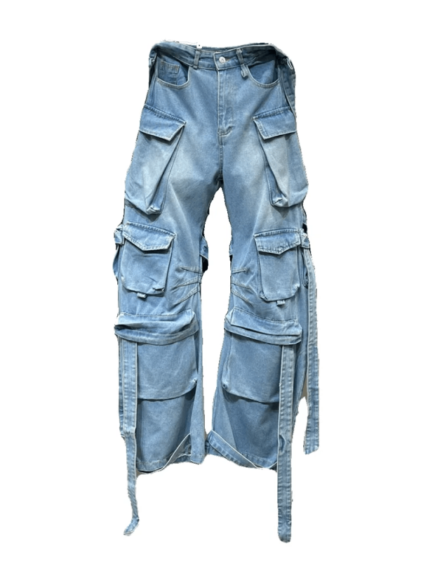 Trendy Y2K Heavy Duty Denim Cargo Pants for Stylish Summer Outfits