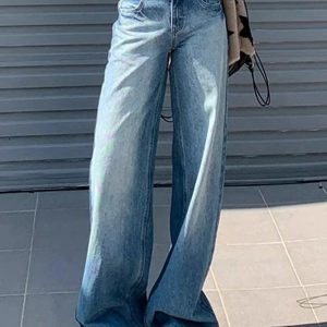 Trendy Y2K Light Wash Wide-Leg Jeans for Effortless Summer Style