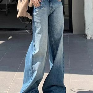 Trendy Y2K Light Wash Wide-Leg Jeans for Effortless Summer Style