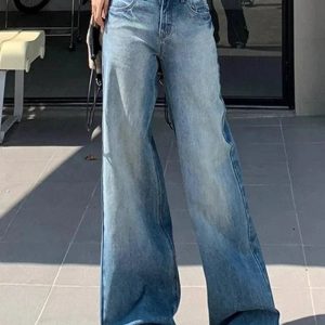 Trendy Y2K Light Wash Wide-Leg Jeans for Effortless Summer Style