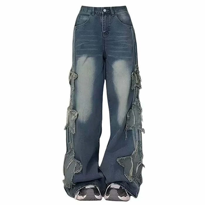 Trendy Y2K Side Stripe Star Jeans for a Chic 90s Aesthetic Look