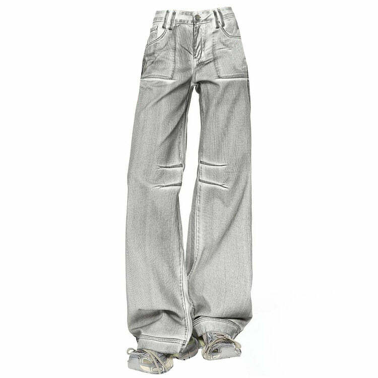 Trendy Y2K Silver Jeans: Elevate Your 90s Fashion Aesthetic