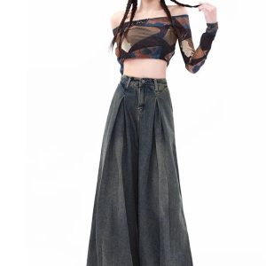 Trendy Y2K Ultra Wide-Leg Baggy Jeans for Effortless Summer Style