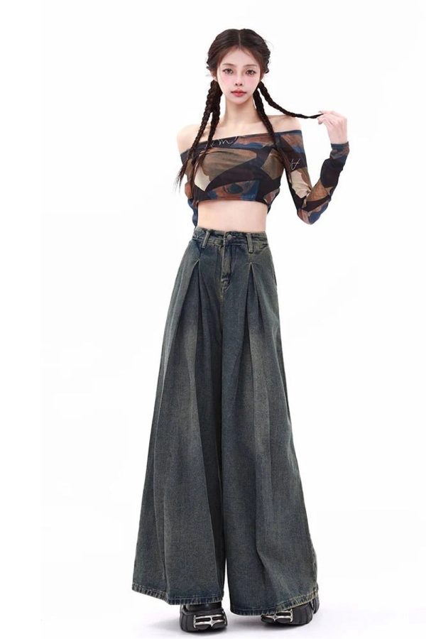 Trendy Y2K Ultra Wide-Leg Baggy Jeans for Effortless Summer Style